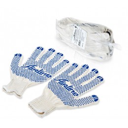 Перчатки ХБ с ПВХ покрытием, белые, (5 пар), 150Т/7,5 класс