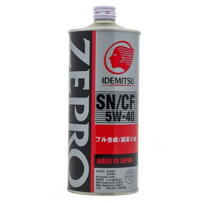 5W-40 ZEPRO EURO SPEC SN/CF 4л (синт. мотор. масло) IDEMITSU 1849004