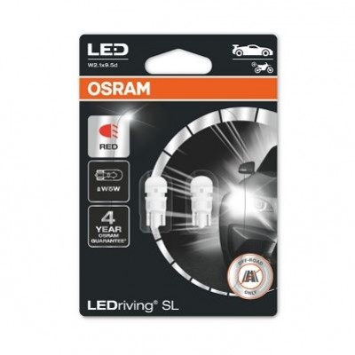 LEDriving SL (3поколение) 0,6W/12V W5W W2.1X9.5D красный BLI2 2шт Osram 2825DRP02B