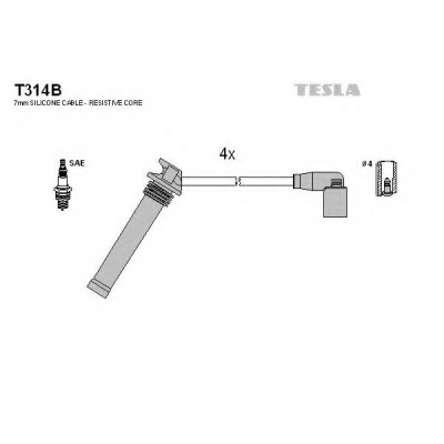 Комплект высоковольтных проводов Tesla T314B