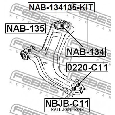 Сайлентблок передний рычага подвески перед прав/лев Febest NAB135