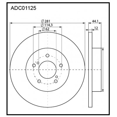 Диск тормозной задний Allied Nippon ADC01125