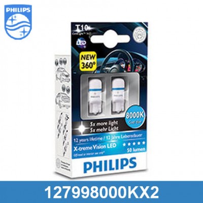 Лампа светодиодная T10 LED 12799 8000K 12V X2 Philips 127998000KX2