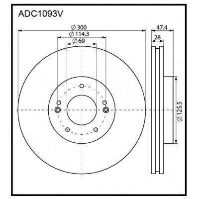 Диск тормозной передний Allied Nippon ADC1093V
