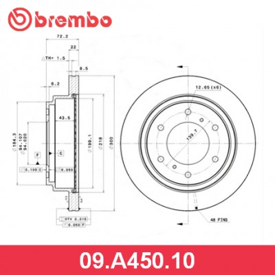 Снят, замена 09.A450.11 Диск тормозной Standard зад 09A45010 Brembo Brembo 09A45010