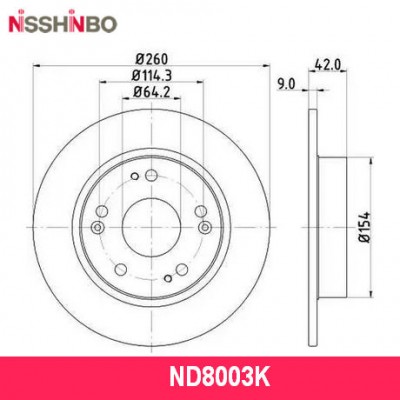 Диск тормозной задний Nisshinbo ND8003K