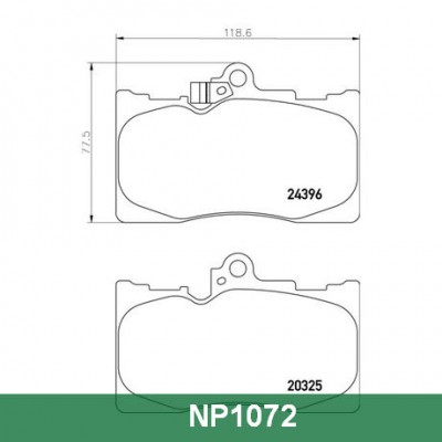 Колодки тормозные дисковые передние Nisshinbo NP1072