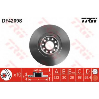 Диск тормозной передний TRW DF4209S