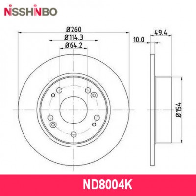 Диск тормозной задний Nisshinbo ND8004K