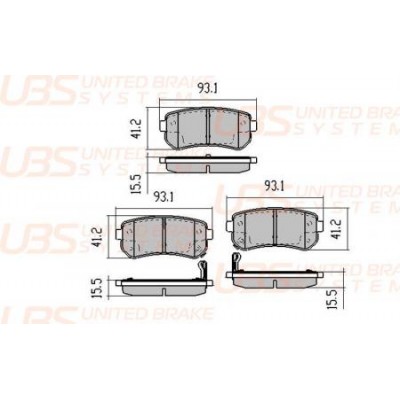 Колодки тормозные дисковые задние UBS B1103012