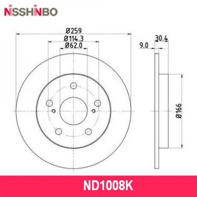 Диск тормозной задний Nisshinbo ND1008K