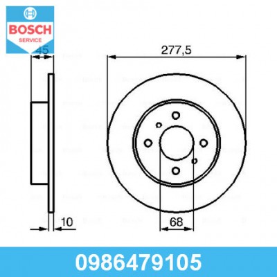 Диск тормозной задний Bosch 0986479105