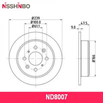 Диск тормозной задний Nisshinbo ND8007