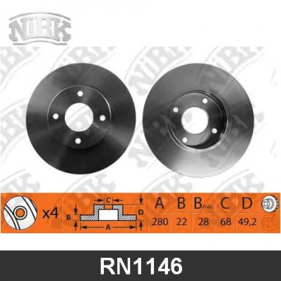 RN1146V Диск тормозной передний NIBK RN1146