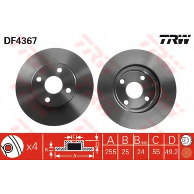 Диск тормозной передний TRW DF4367