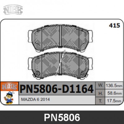 Колодки тормозные дисковые передние NIBK PN5806