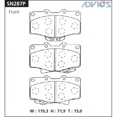 Колодки тормозные дисковые передние ADVICS SN287P