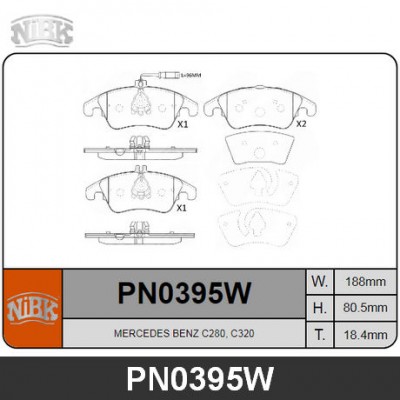 Колодки тормозные дисковые передние NIBK PN0395W