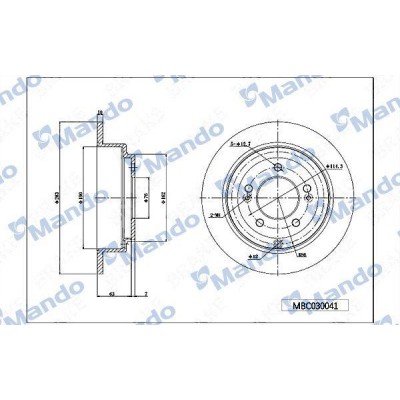 Диск тормозной Mando MBC030043